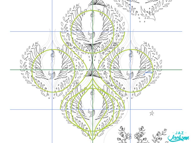 Rough formatting & spacing of mermaid wreath pattern by jazmin jackson